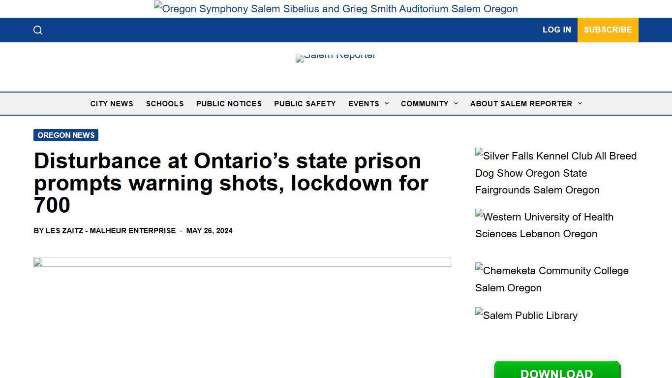 Disturbance at Ontario's state prison prompts warning shots, lockdown for 700 - Salem Reporter